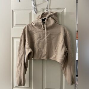 Beige crop hoodie